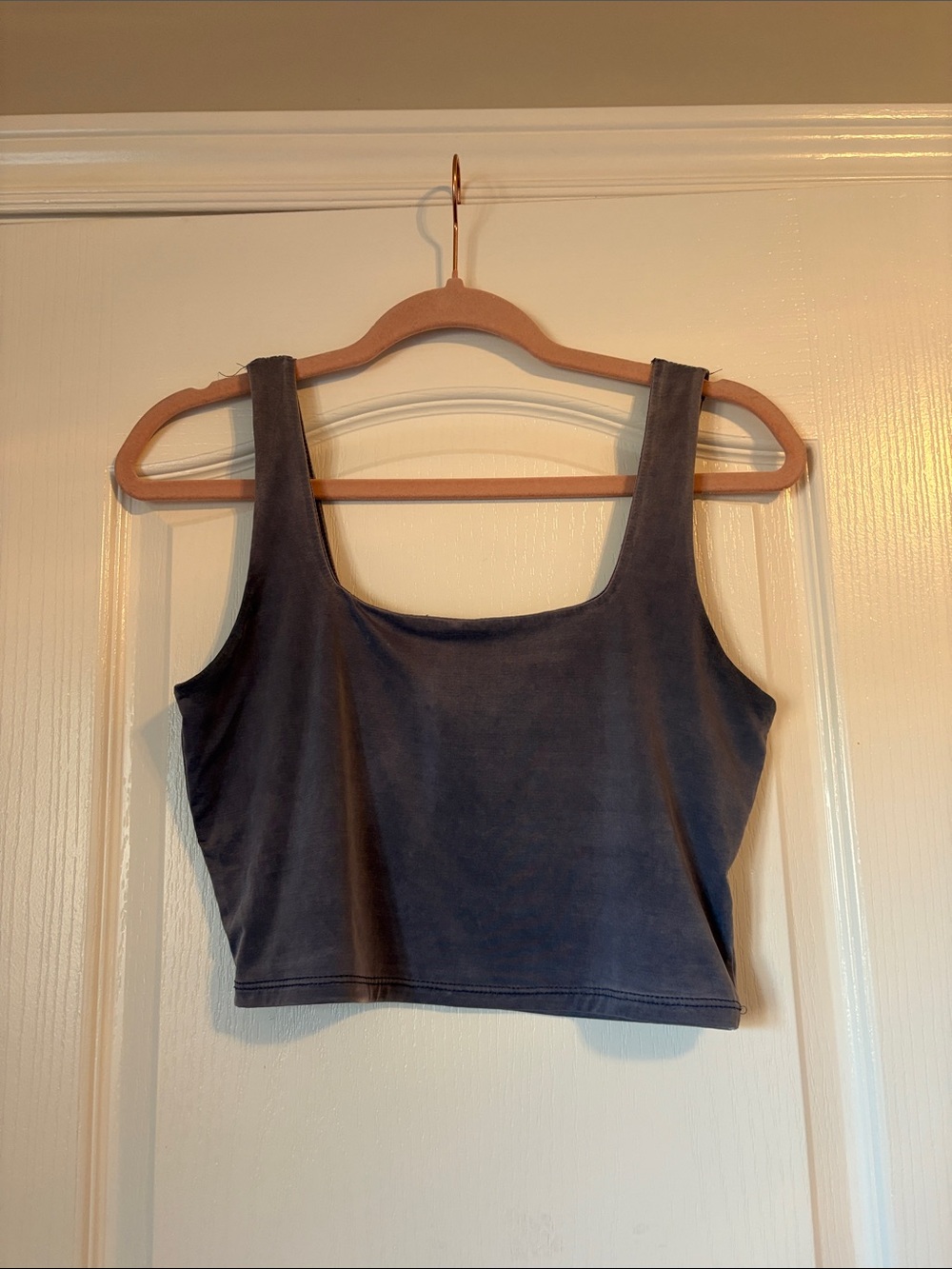 Garage Slate Blue Scoop Neck Cropped Tank